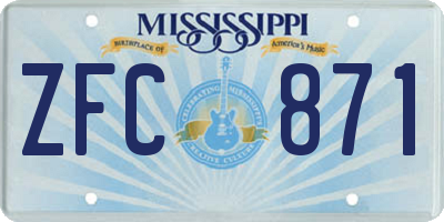 MS license plate ZFC871