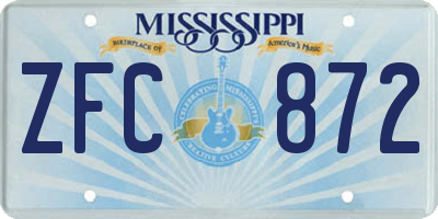 MS license plate ZFC872