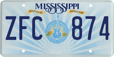 MS license plate ZFC874