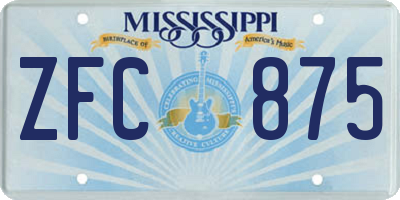 MS license plate ZFC875