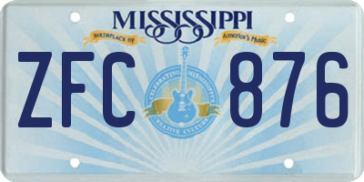 MS license plate ZFC876
