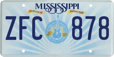 MS license plate ZFC878