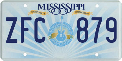 MS license plate ZFC879