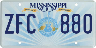 MS license plate ZFC880