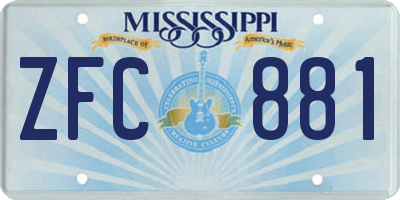 MS license plate ZFC881
