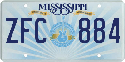 MS license plate ZFC884
