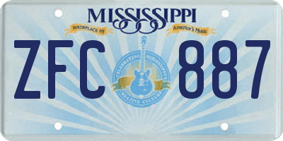 MS license plate ZFC887