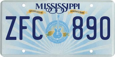 MS license plate ZFC890