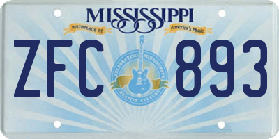 MS license plate ZFC893