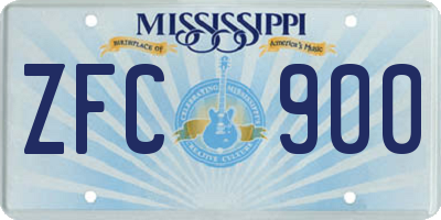 MS license plate ZFC900