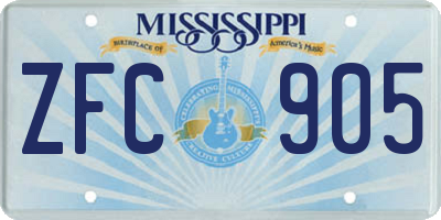 MS license plate ZFC905