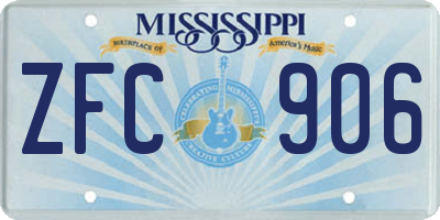 MS license plate ZFC906