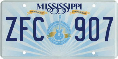 MS license plate ZFC907