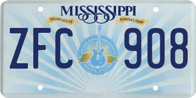 MS license plate ZFC908