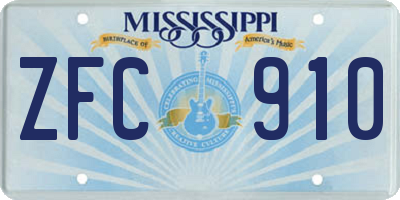 MS license plate ZFC910