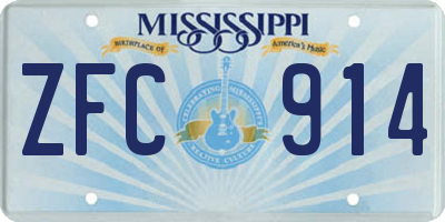 MS license plate ZFC914