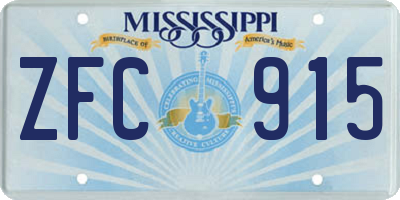 MS license plate ZFC915