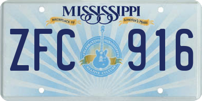 MS license plate ZFC916