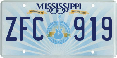 MS license plate ZFC919