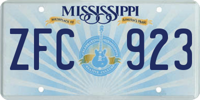 MS license plate ZFC923