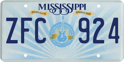 MS license plate ZFC924