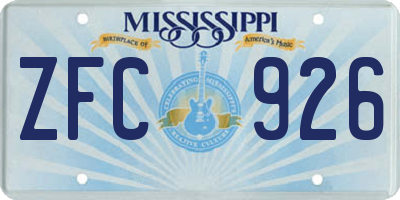 MS license plate ZFC926
