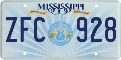 MS license plate ZFC928