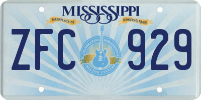 MS license plate ZFC929