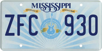 MS license plate ZFC930