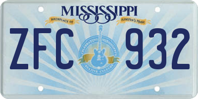 MS license plate ZFC932