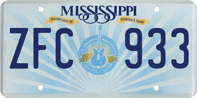 MS license plate ZFC933