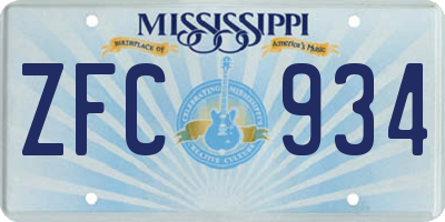 MS license plate ZFC934