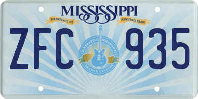 MS license plate ZFC935