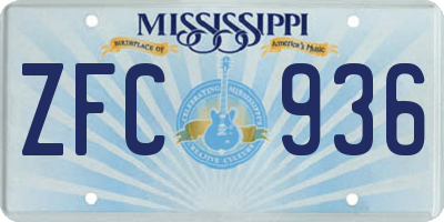 MS license plate ZFC936