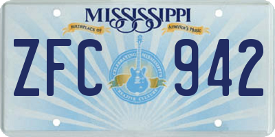 MS license plate ZFC942