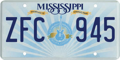 MS license plate ZFC945