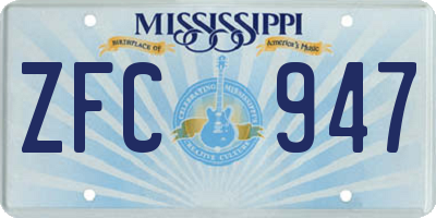 MS license plate ZFC947