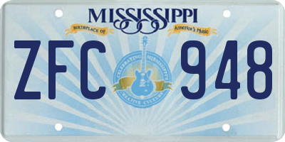 MS license plate ZFC948