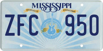 MS license plate ZFC950