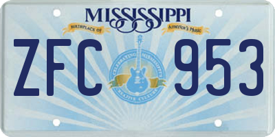 MS license plate ZFC953