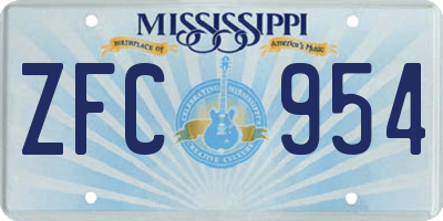 MS license plate ZFC954