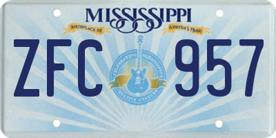 MS license plate ZFC957