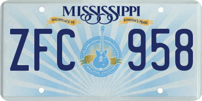 MS license plate ZFC958