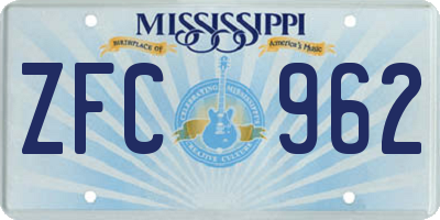 MS license plate ZFC962