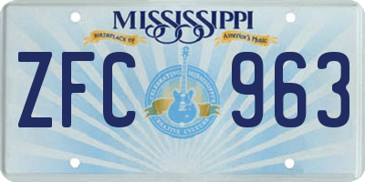 MS license plate ZFC963