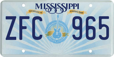 MS license plate ZFC965