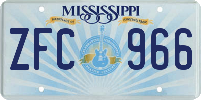MS license plate ZFC966