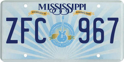MS license plate ZFC967
