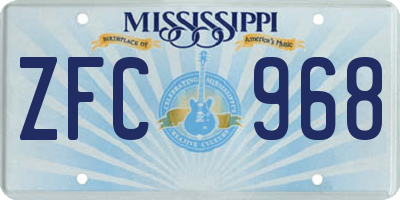 MS license plate ZFC968