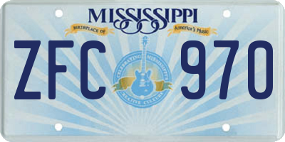 MS license plate ZFC970
